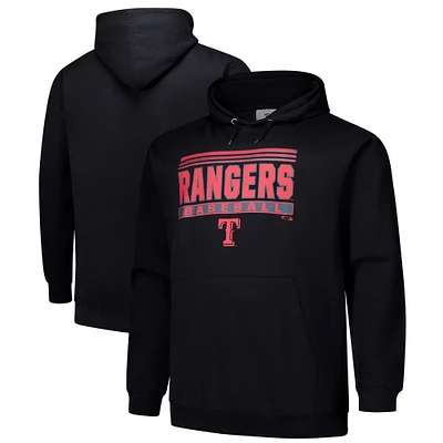 Men's  Black Texas Rangers Stack Fleece Pullover Hoodie