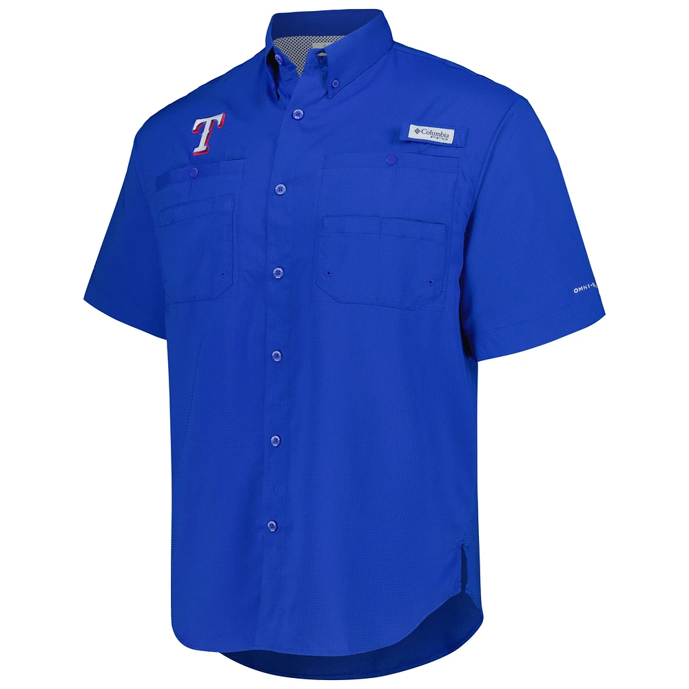 Men's Columbia Royal Texas Rangers Tamiami Omni-Shade Button-Down Shirt