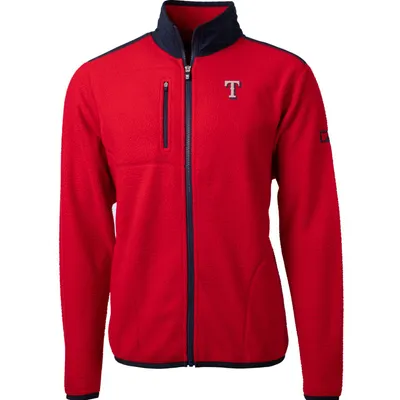 Texas Rangers Cutter & Buck Cascade Eco Sherpa Fleece Full-Zip Jacket - Red/Navy