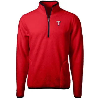 Texas Rangers Cutter & Buck Cascade Eco Sherpa Fleece Quarter-Zip Pullover Jacket - Red/Navy