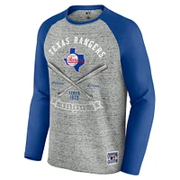 Men's Darius Rucker Collection by Fanatics  Heather Gray Texas Rangers Raw Edge Raglan Long Sleeve Baseball T-Shirt