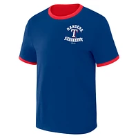 Collection Darius Rucker pour homme par Fanatics Royal/Red Texas Rangers T-shirt réversible à sonnerie bidirectionnelle