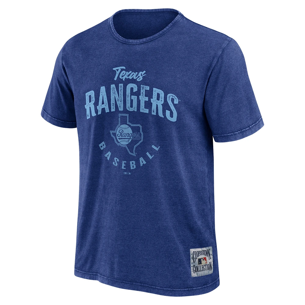 Collection Darius Rucker pour hommes par Fanatics Royal Texas Rangers Cooperstown T-shirt délavé