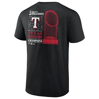 T-shirt noir Fanatics pour hommes des Texas Rangers 2023 Champions de la Série mondiale Big & Tall Roster