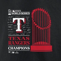 T-shirt noir Fanatics pour hommes des Texas Rangers 2023 Champions de la Série mondiale Big & Tall Roster