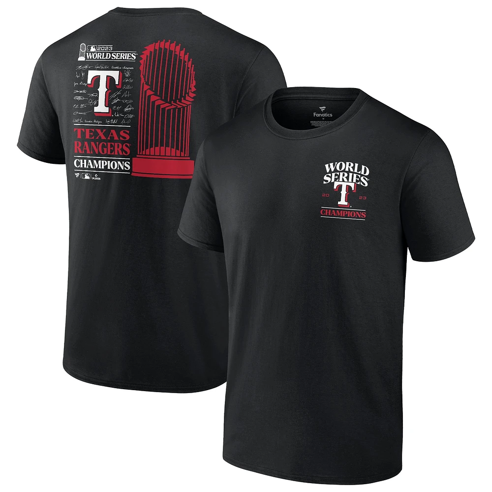 Men's Fanatics  Black Texas Rangers 2023 World Series Champions Big & Tall Roster T-Shirt