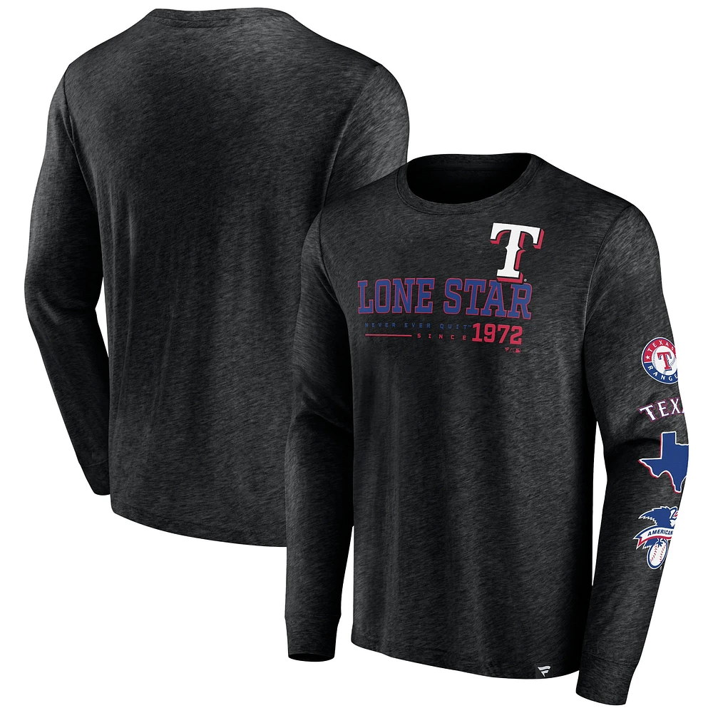 Men's Fanatics Black Texas Rangers High Whip Pitcher Long Sleeve T-Shirt