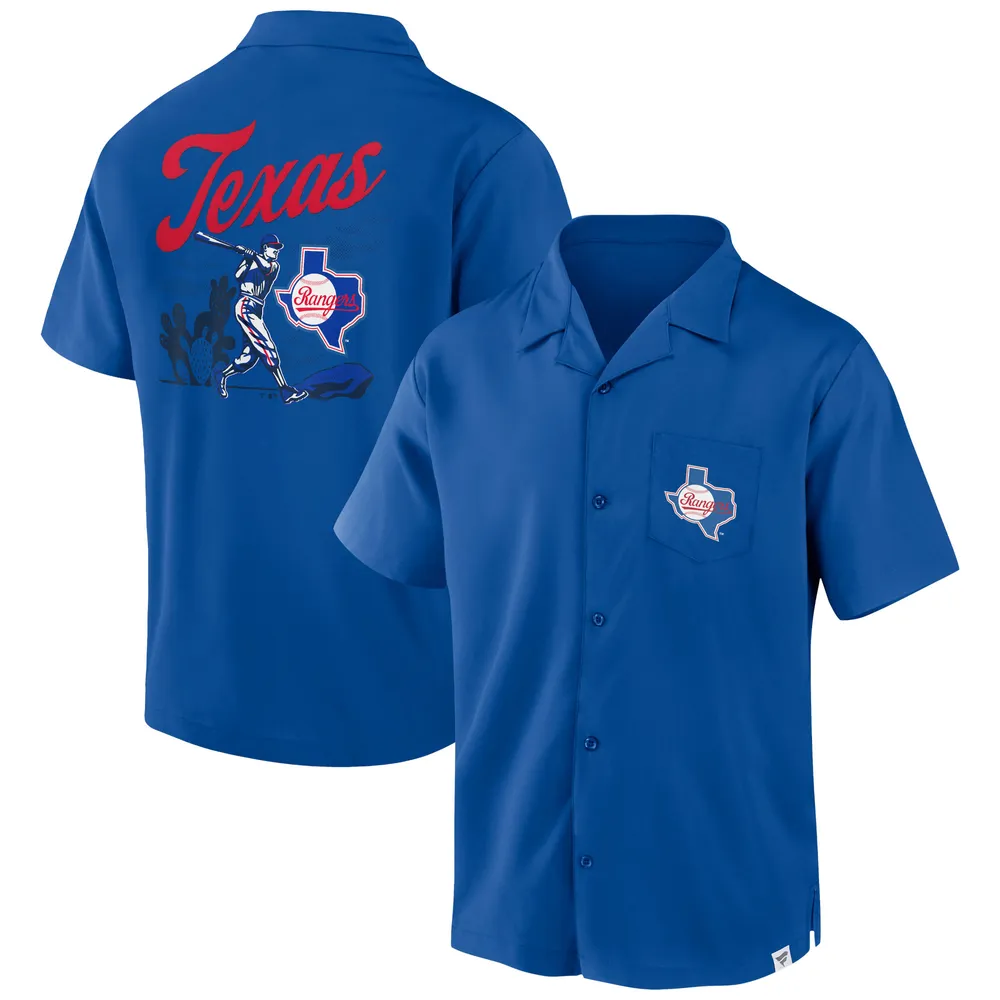 Men's Tommy Bahama Blue Atlanta Braves Coast Luminescent Fronds IslandZone Button-Up Camp Shirt Size: Medium