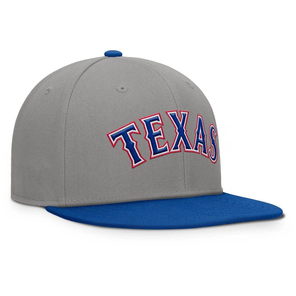 Casquette ajustée Fanatics pour homme, gris/bleu royal, Texas Rangers Clubhouse Dugout