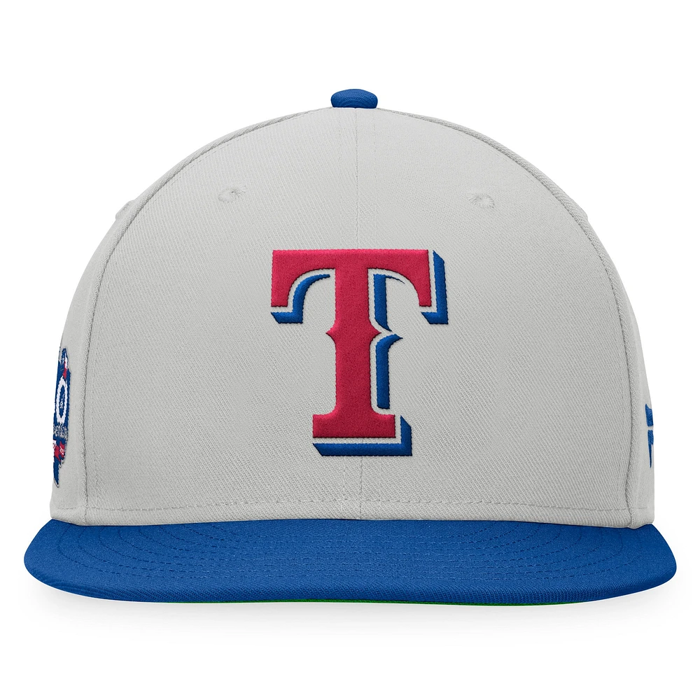 Men's Fanatics Gray/Royal Texas Rangers Glory Days Two-Tone Snapback Hat