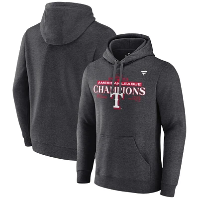 Men's Fanatics  Heather Charcoal Texas Rangers 2023 American League Champions Locker Room Pullover Hoodie