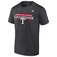 T-shirt des vestiaires champions de la Ligue américaine 2023 Fanatics Heather Charcoal pour hommes Texas Rangers