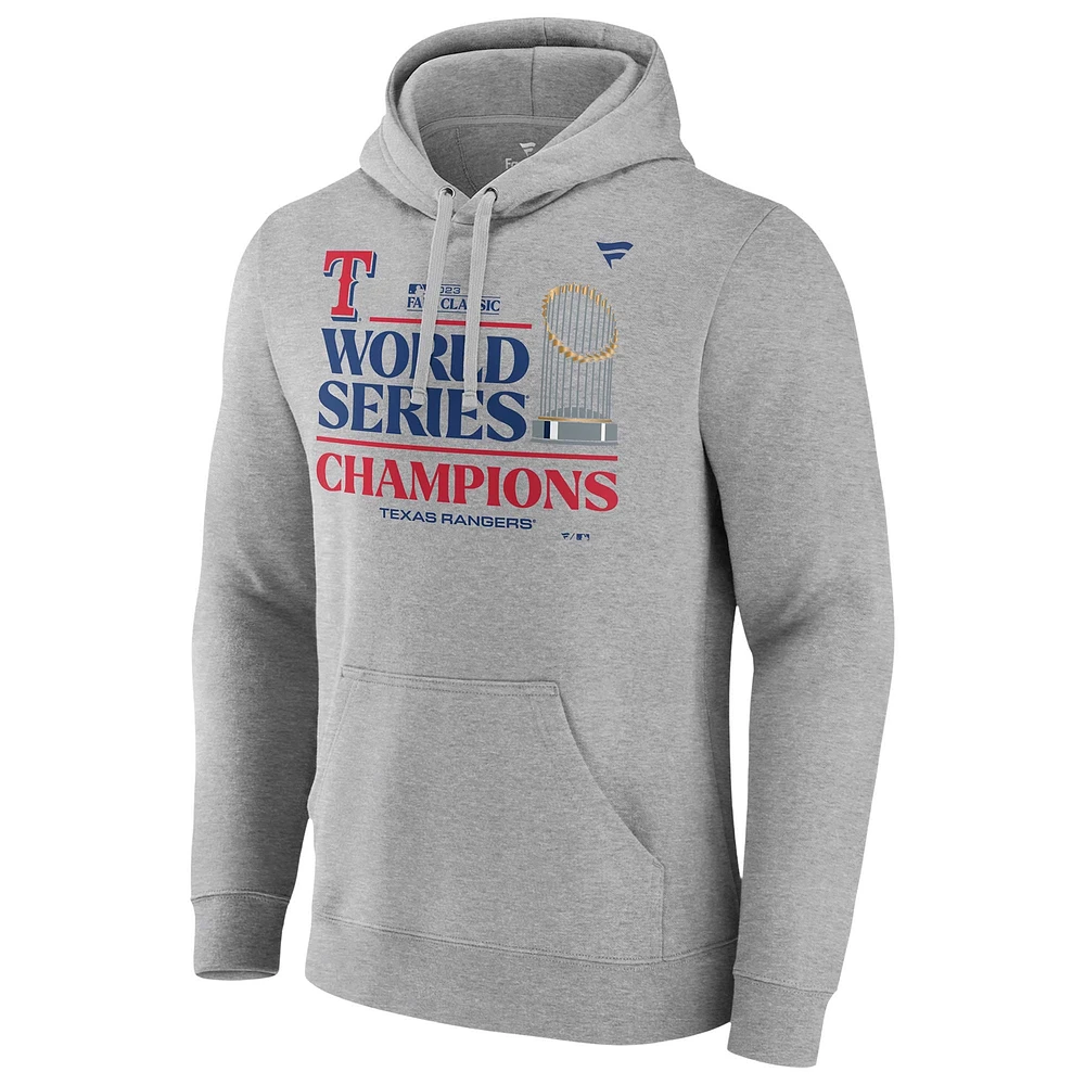 Men's Fanatics  Heather Gray Texas Rangers 2023 World Series Champions Locker Room Big & Tall Pullover Hoodie