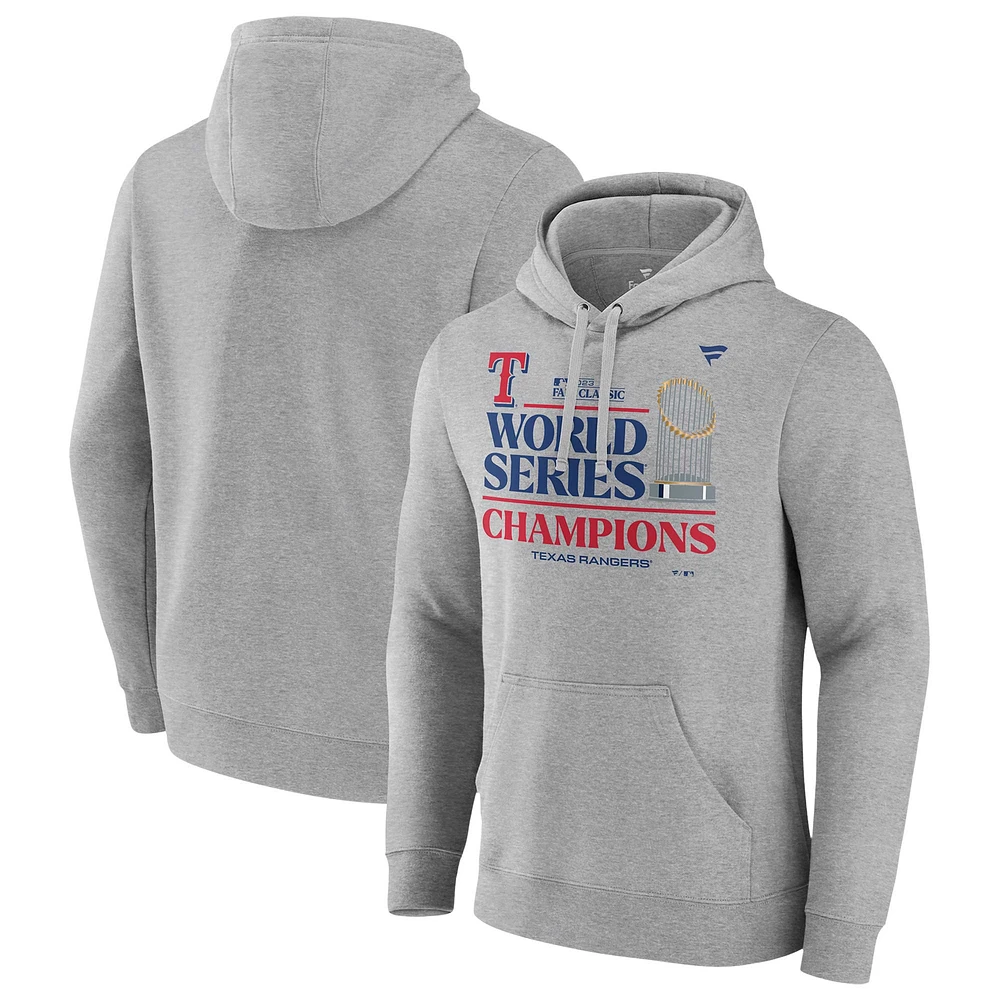 Fanatics pour hommes Heather Grey Texas Rangers 2023 World Series Champions Vestiaire Big & Tall Pull à capuche