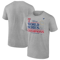 T-shirt grand et pour vestiaire des champions de la Série mondiale 2023 Texas Rangers Fanatics Heather Grey hommes