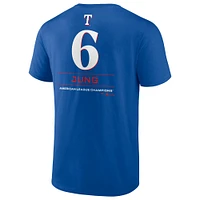 Men's Fanatics Josh Jung Royal Texas Rangers 2023 American League Champions Player Name & Number T-Shirt