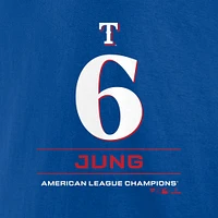 Men's Fanatics Josh Jung Royal Texas Rangers 2023 American League Champions Player Name & Number T-Shirt