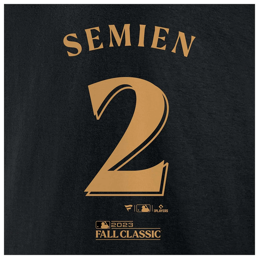 Men's Fanatics Marcus Semien Black Texas Rangers 2023 World Series Champions Name & Number T-Shirt