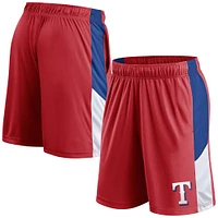 Short rouge avec logo principal des Texas Rangers Fanatics pour hommes