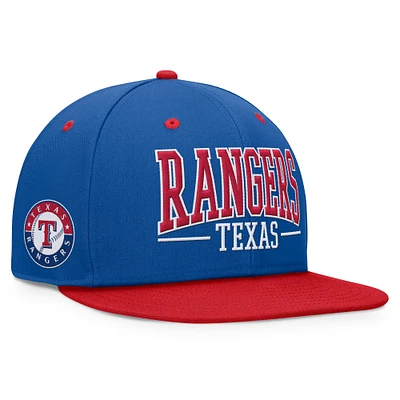 Casquette Snapback Fundamental Bold Fanatics Royal/Rouge Texas Rangers pour hommes