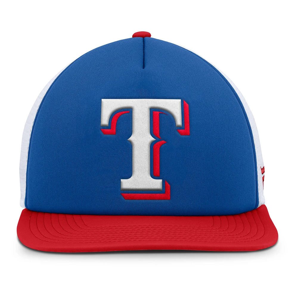 Casquette Snapback en mousse fondamentale pour hommes Fanatics Royal/White Texas Rangers