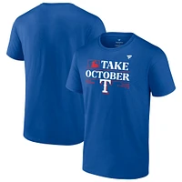 T-shirt des vestiaires séries éliminatoires 2023 Royal Texas Rangers Fanatics pour hommes