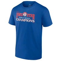 T-shirt Fanatics Royal Texas Rangers pour hommes, champions de la Série mondiale 2023 avec séquence frappe