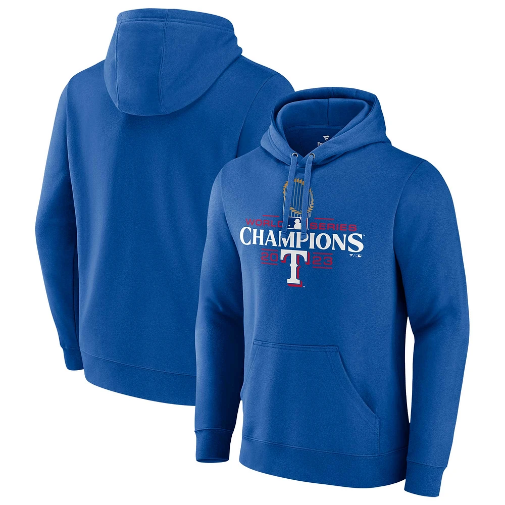 Sweat à capuche Fanatics Royal Texas Rangers Champions de la Série mondiale 2023 pour hommes