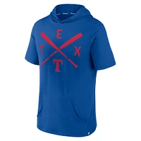 Haut à capuche manches courtes pour hommes Fanatics Royal Texas Rangers Iconic Rebel