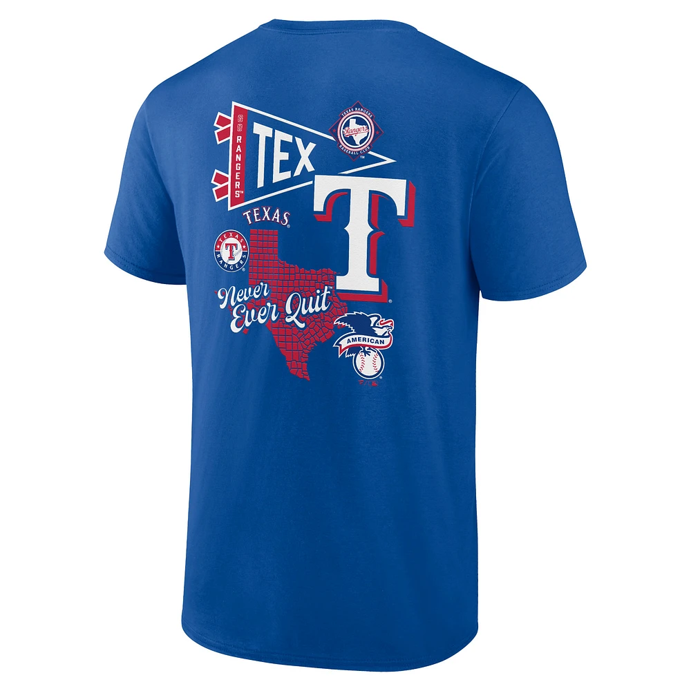 T-shirt Fanatics Royal Texas Rangers Split Zone pour hommes