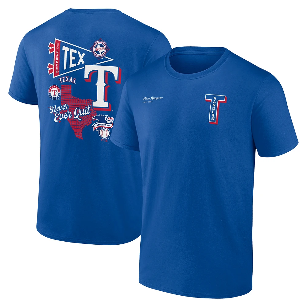 T-shirt Fanatics Royal Texas Rangers Split Zone pour hommes