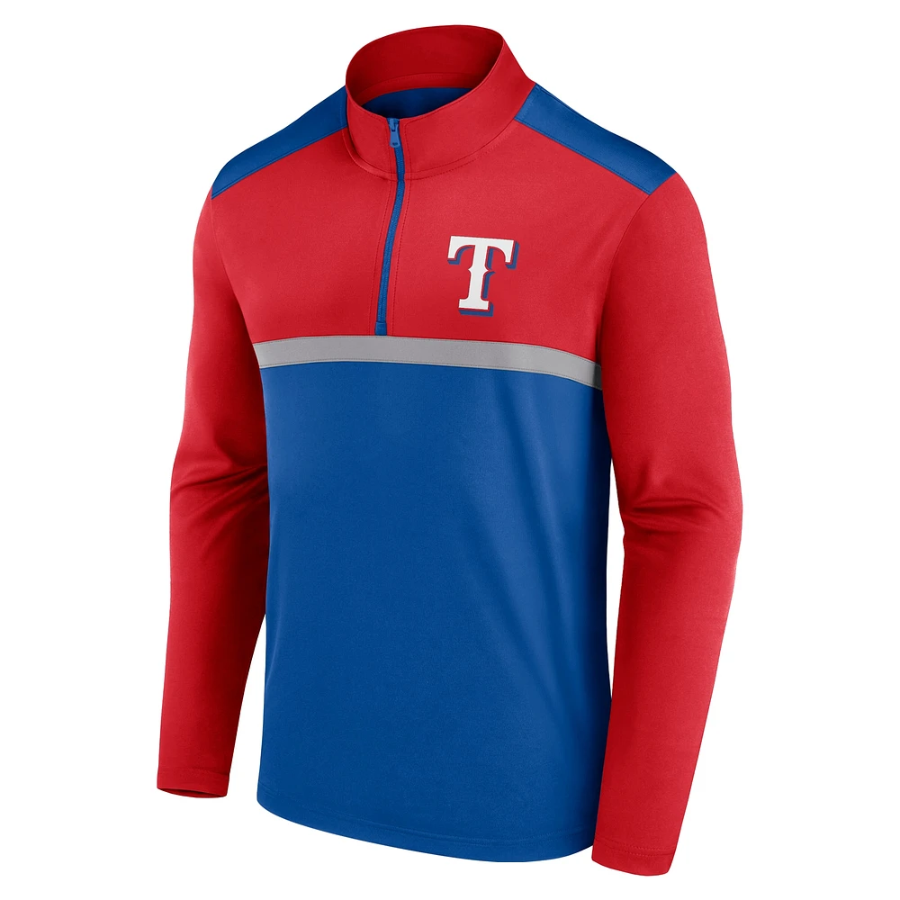 Haut à quart de zip imparable Fanatics Royal Texas Rangers pour hommes