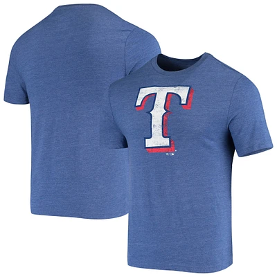 T-shirt triple mélange avec logo officiel patiné Fanatics Royal Texas Rangers pour hommes