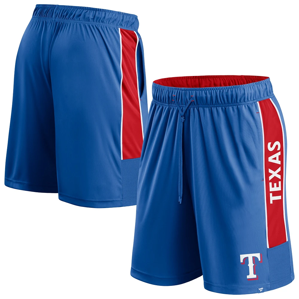 Short de défenseur Fanatics Royal Texas Rangers Win The Match pour hommes