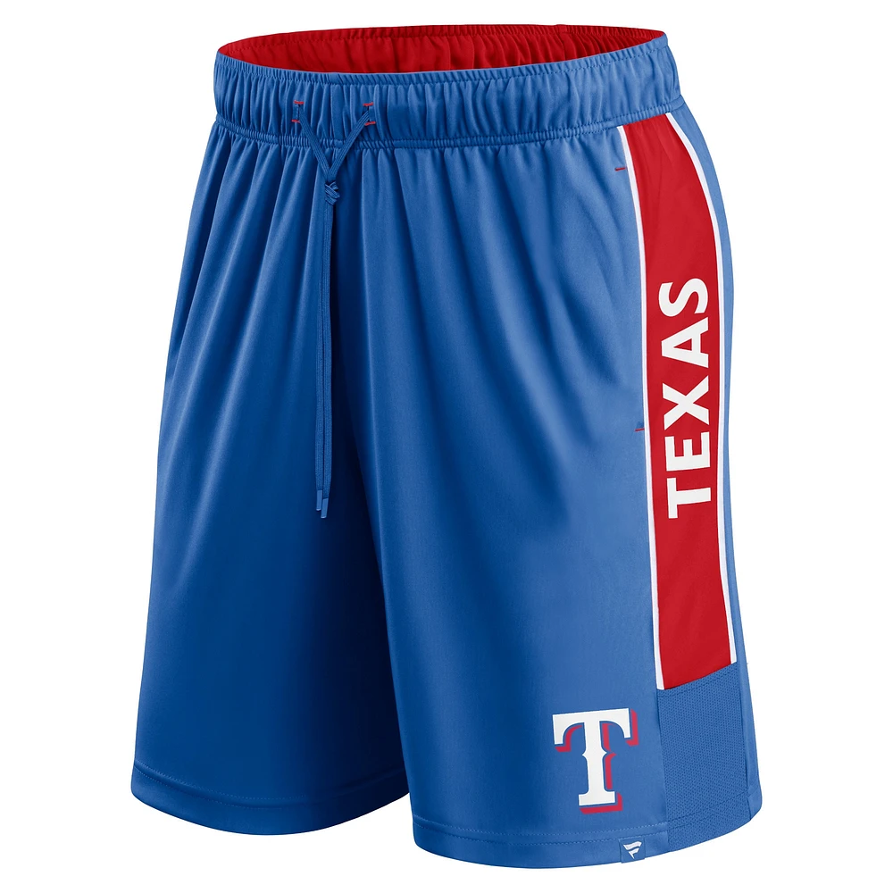 Short de défenseur Fanatics Royal Texas Rangers Win The Match pour hommes