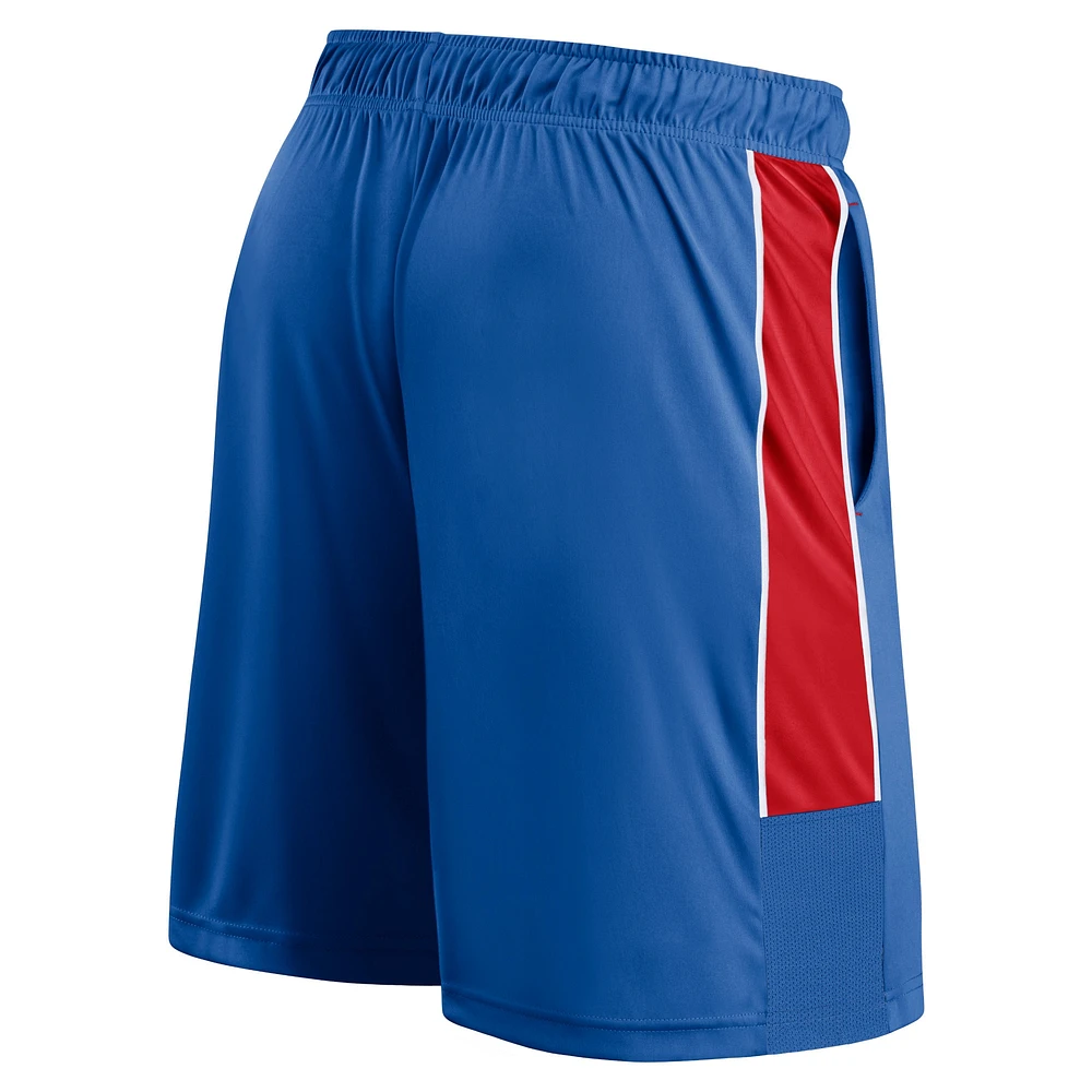 Short de défenseur Fanatics Royal Texas Rangers Win The Match pour hommes