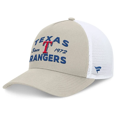 Casquette réglable de camionneur A-Frame Stone Texas Rangers Fanatics pour hommes