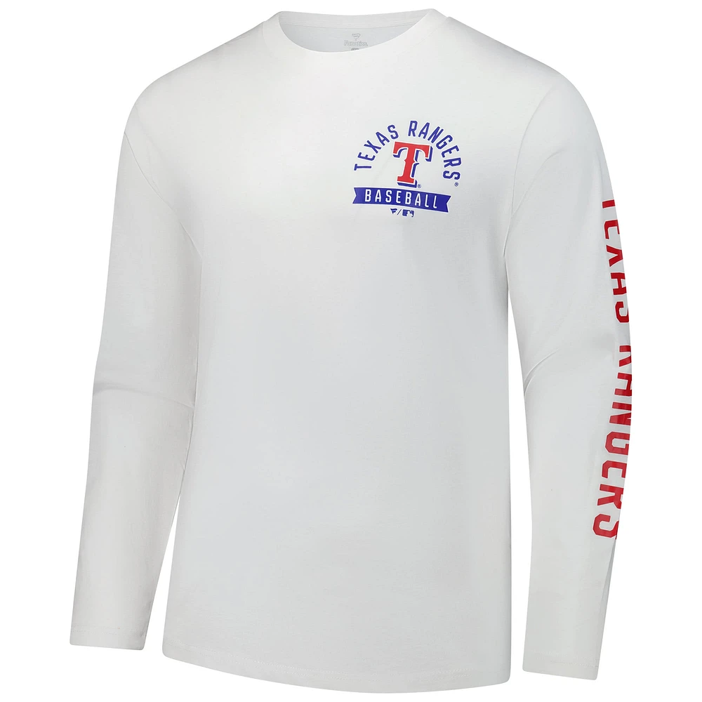 Men's Fanatics  White Texas Rangers Press Box Long Sleeve T-Shirt