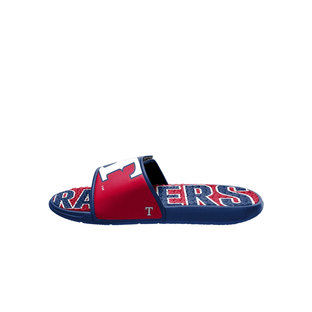 Sandales à enfiler en gel avec logo FOCO Texas Rangers pour hommes