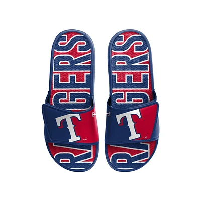 Sandales à enfiler en gel avec logo FOCO Texas Rangers pour hommes