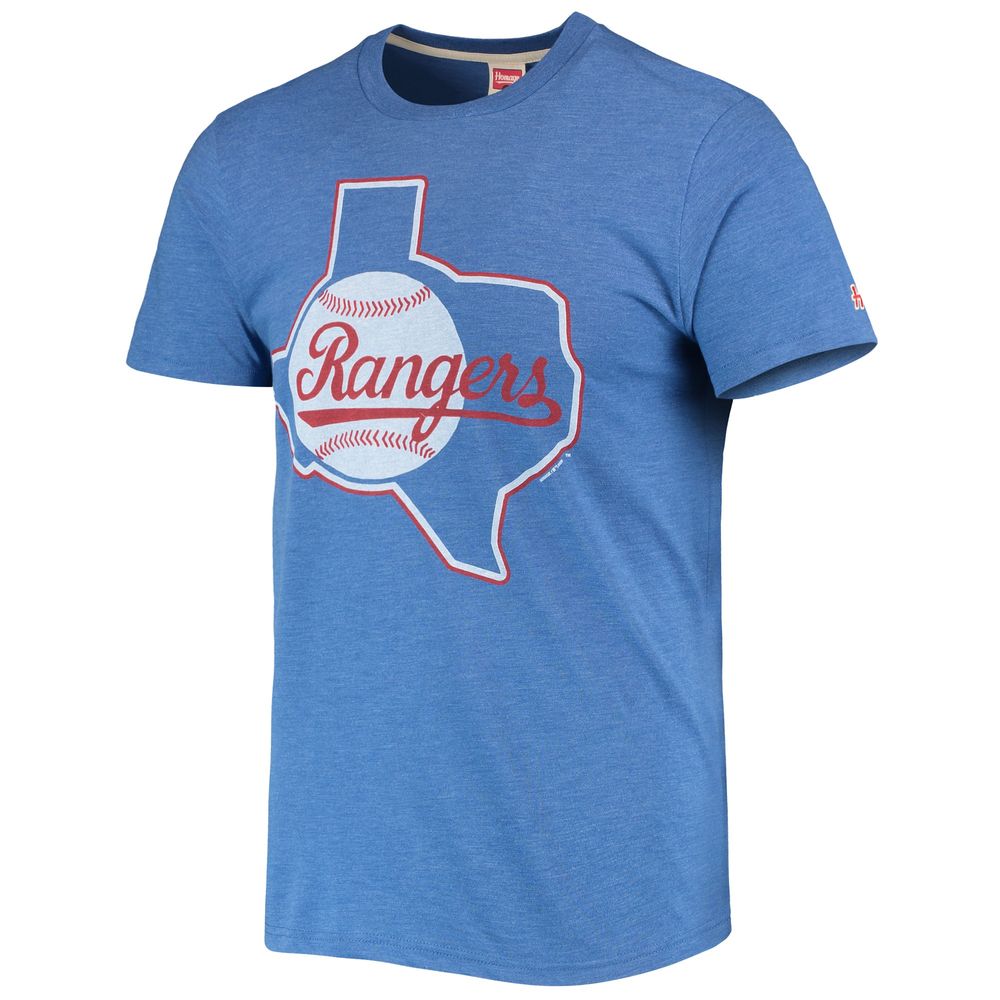 Men's Homage Royal Texas Rangers Hand-Drawn Logo Tri-Blend T-Shirt