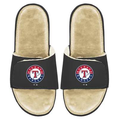 Texas Rangers ISlide Men's Faux Fur Slide Sandals - Black/Tan