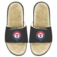Texas Rangers ISlide Men's Faux Fur Slide Sandals - Black/Tan