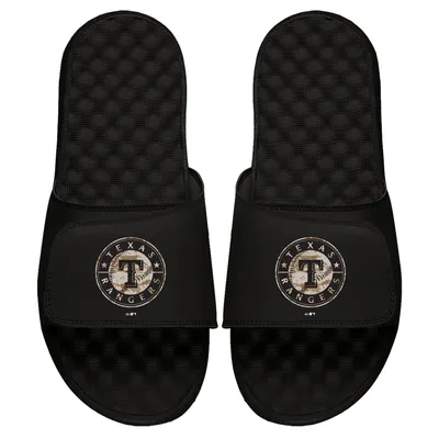 Texas Rangers ISlide Camo Logo Slide Sandals - Black