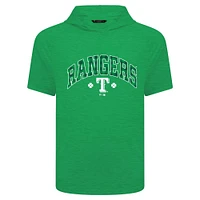 Sweat à capuche manches courtes et carreaux pour homme Levelwear Green Texas Rangers St. Patrick's Day