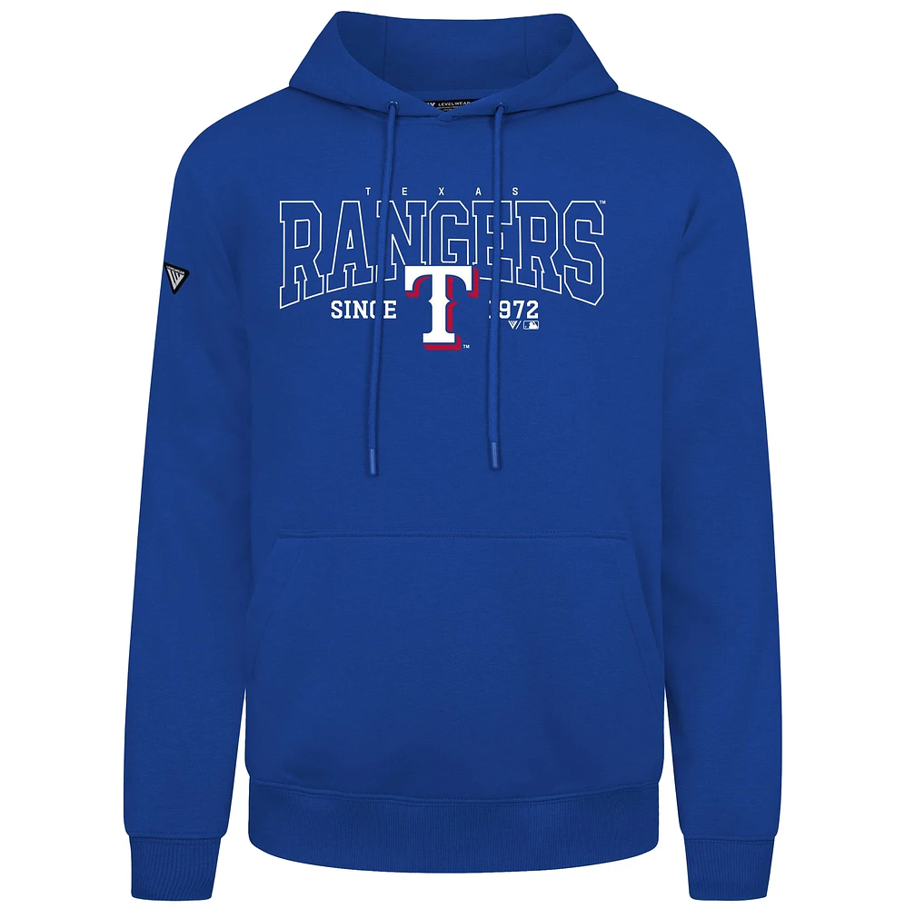 Men's Levelwear Royal Texas Rangers Accolade Podium Textbook Pullover Hoodie