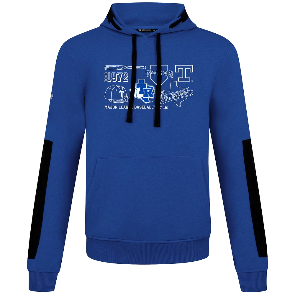 Sweat à capuche Bombay Campaign pour homme Levelwear Royal Texas Rangers, collection Cooperstown