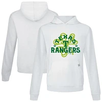 Men's Levelwear White Texas Rangers St. Patrick's Day Relay Shamrock Pullover Hoodie