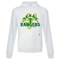 Men's Levelwear White Texas Rangers St. Patrick's Day Relay Shamrock Pullover Hoodie