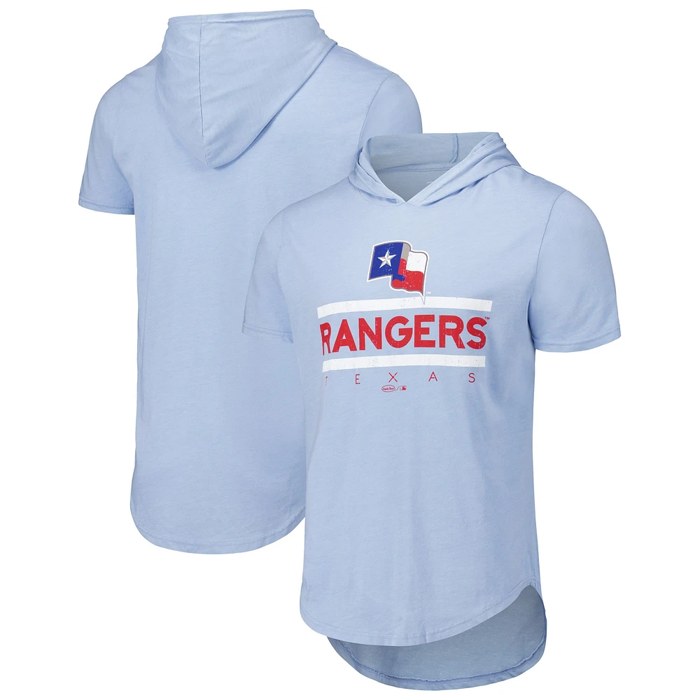 T-shirt à capuche bleu clair Majestic Threads Texas Rangers Tri-Blend pour hommes